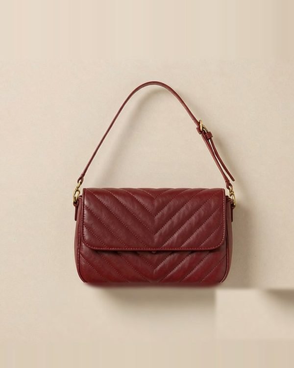 Deep Red Quilted Crossbody Gold Hardware
