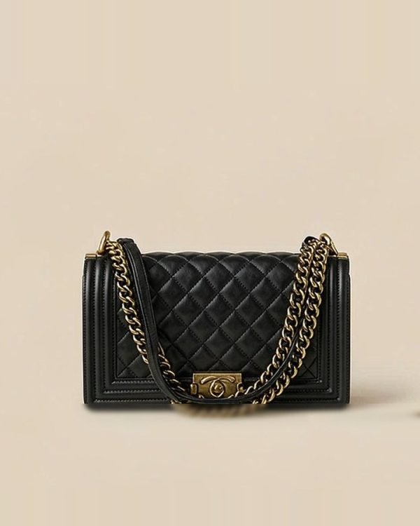 Quilted Lambskin Flap Bag Gold Chain 30cm