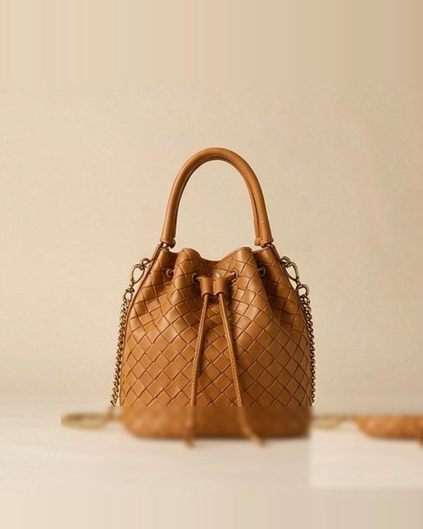 Woven Leather Bucket Bag Mini